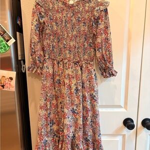 Karlie Floral Midi Dress with Long Sleeves
